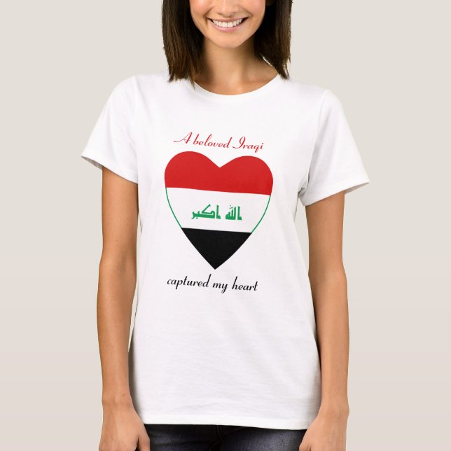 Camiseta Coração com a Bandeira do Iraque (Frente)