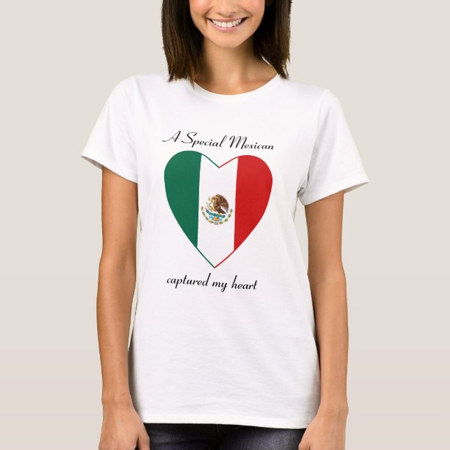 Camiseta Coração com a Bandeira do México (Frente)