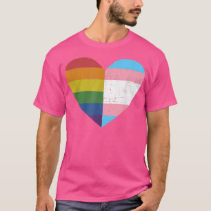 Camiseta Coração com arco-íris e transgênero para o mês do