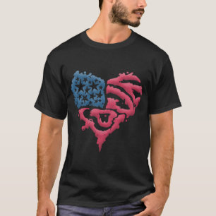 Camiseta Coração com Bandeira Americana - Um Símbolo do Amo