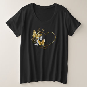 Camiseta Coração com Borboletas Ouros