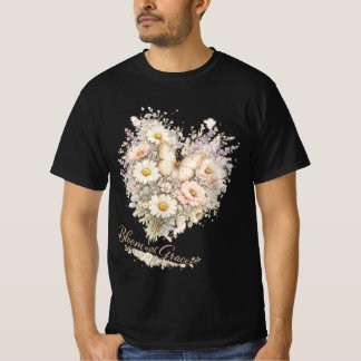 Camiseta Coração com Buquê Floral Elegante – Flo V