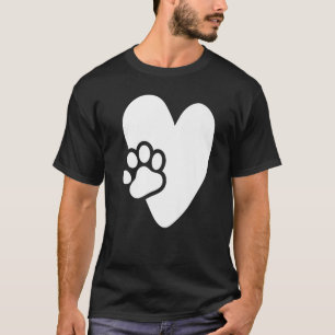 Camiseta Coração com Design de Pata de Pata para Puppies Cã