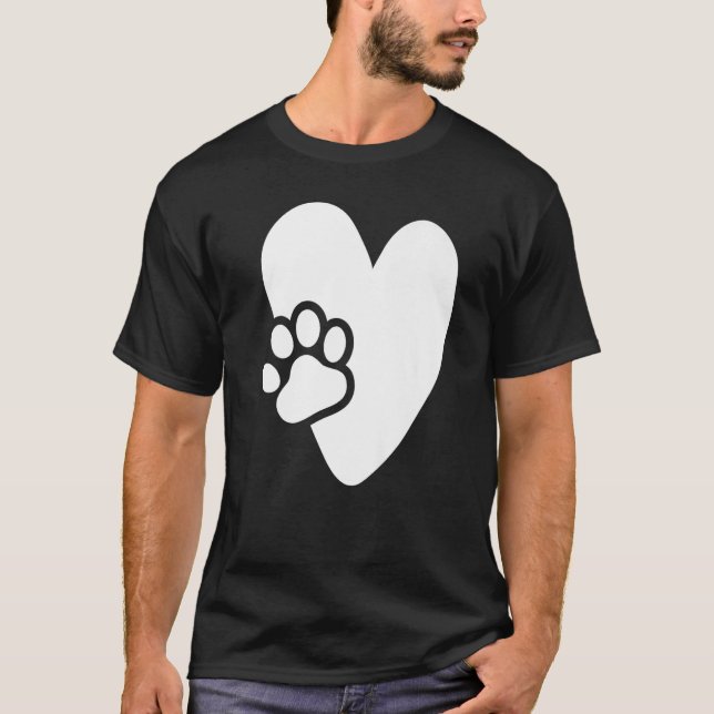 Camiseta Coração com Design de Pata de Pata para Puppies Cã (Frente)