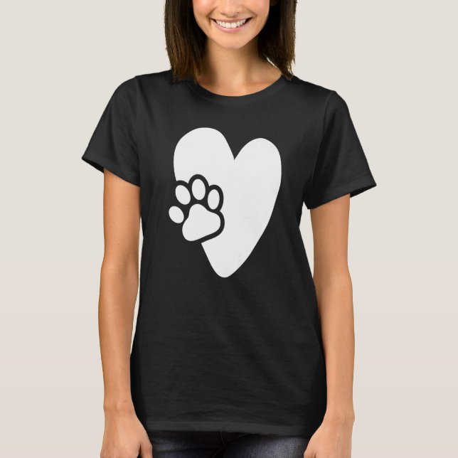 Camiseta Coração com Design de Pata de Pata para Puppies Cã (Frente)