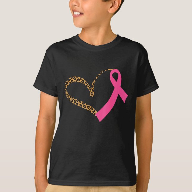 Camiseta Coração com Estampa de Leopardo para Conscientizaç (Frente)