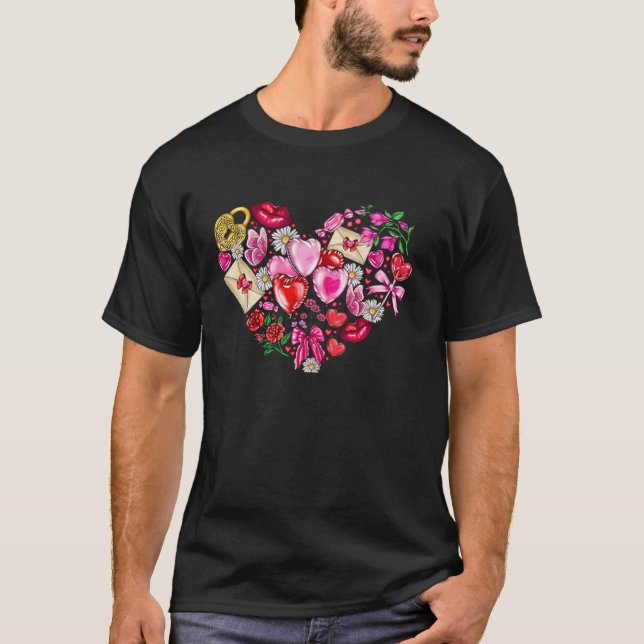 Camiseta Coração com Letra de Coração Chave Candy Rosa Patt (Frente)