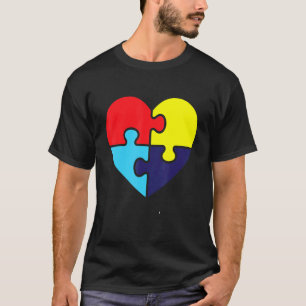 Camiseta Coração Com Uma Peça De Puzzle De Autismo Multi Co