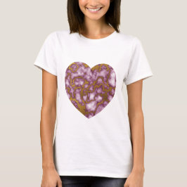 Camiseta Coração cor-de-rosa e dourado