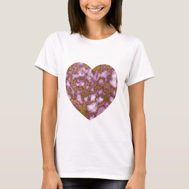 Camiseta Coração cor-de-rosa e dourado (Frente)