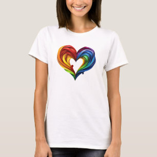 Camiseta Coração - Cores Arco-Íris
