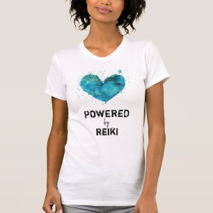 Camiseta Coração da aguarela do azul de turquesa de Reiki