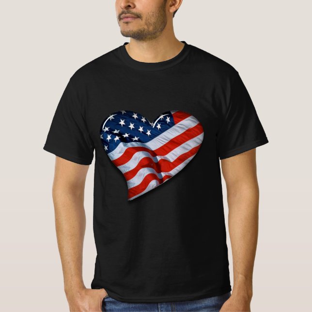 Camiseta Coração da Bandeira Americana (Frente)