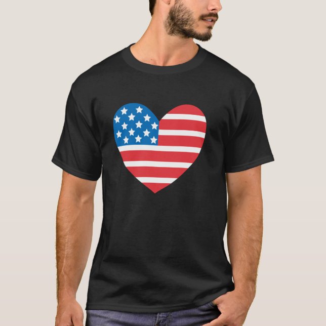 Camiseta Coração da Bandeira Americana (Frente)