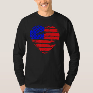 Camiseta Coração da Bandeira Americana 4 de Julho EUA Orgul