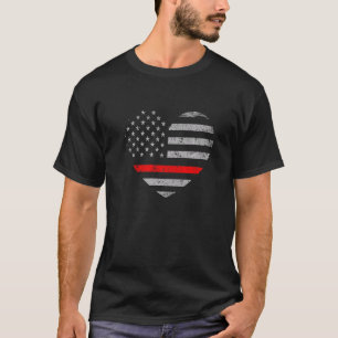 Camiseta Coração da Bandeira Americana Bombeiro Divertido B