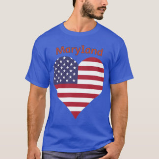 Camiseta Coração da Bandeira Americana de Maryland