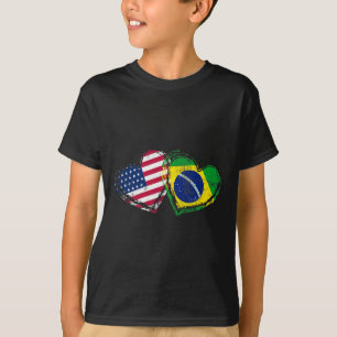 Camiseta Coração da Bandeira Americana do Brasil Amor Ameri