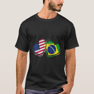 Camiseta Coração da Bandeira Americana do Brasil Amor Brasi
