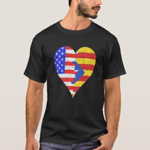 Camiseta Coração da Bandeira Catalã Americana