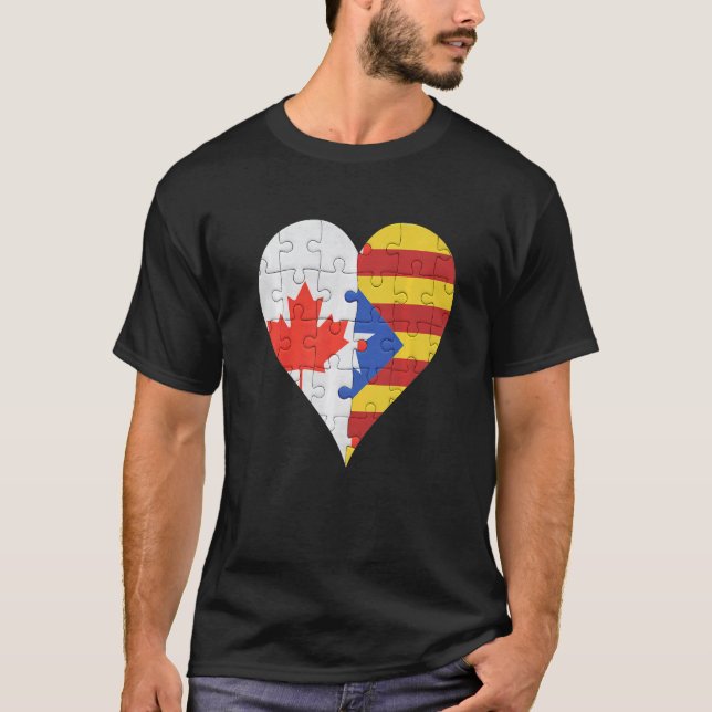 Camiseta Coração da Bandeira Catalã Canadense (Frente)