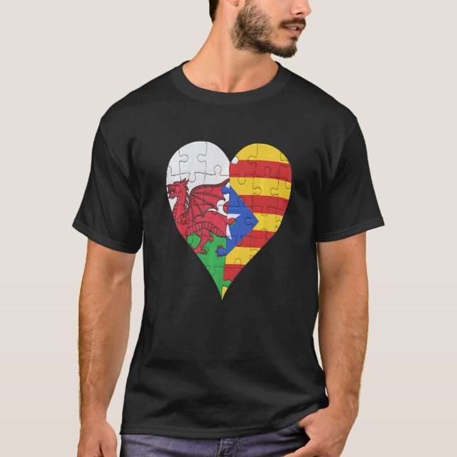 Camiseta Coração da Bandeira Catalã Galesa (Frente)