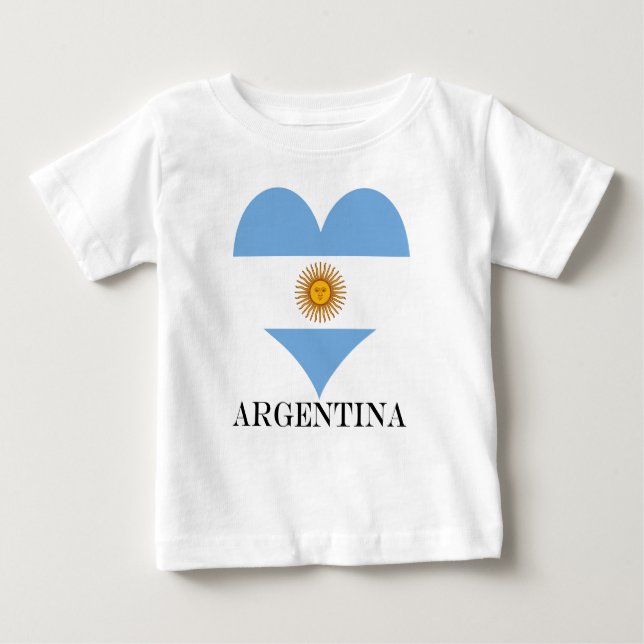 Camiseta Coração da bandeira da Argentina (Frente)