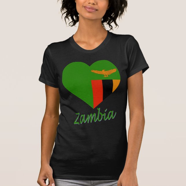 Camiseta Coração da bandeira da Zâmbia (Frente)