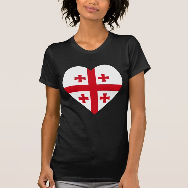 Camiseta Coração da bandeira de Geórgia (Frente)