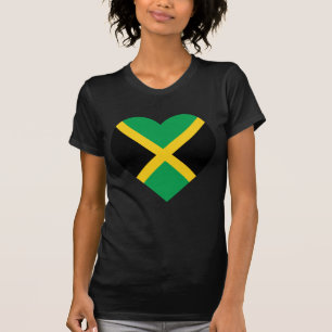 Camiseta Coração da bandeira de Jamaica