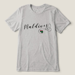 Camiseta Coração da bandeira de Maldives, maldivo