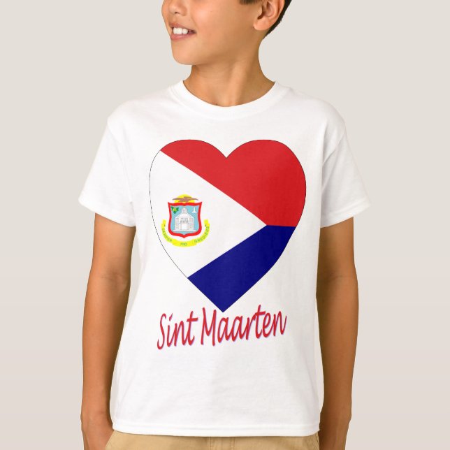 Camiseta Coração da bandeira de Sint Maarten (Frente)