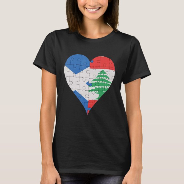 Camiseta Coração da Bandeira Libanesa Escocesa (Frente)