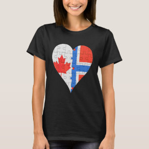 Camiseta Coração da Bandeira Norueguesa Canadense