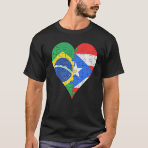 Camiseta Coração da Bandeira Porto-Riquenha do Brasil