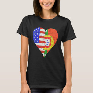 Camiseta Coração da Bandeira Portuguesa Americana