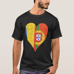Camiseta Coração da Bandeira Portuguesa Romena