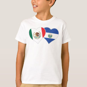 Camiseta Coração da Bandeira Salvadoriana Mexicana El Salva