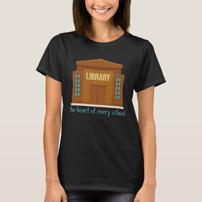 Camiseta Coração da Biblioteca e Bibliotecária de Cada Esqu (Frente)