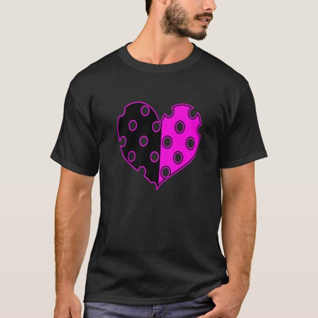 Camiseta Coração Da bolinhas Em Preto E Rosa (Frente)