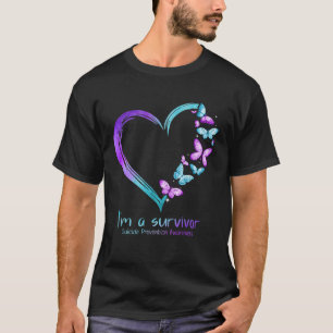 Camiseta Coração da borboleta Eu sou um Sobrevivente, Preve