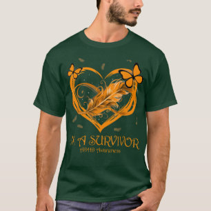 Camiseta Coração da Borboleta Laranja Sou um Sobrevivente A