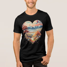 Camiseta Coração da Camisa-T-Montanha - O Amor Encontra Ave