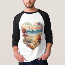 Camiseta Coração da Camisa-T-Montanha - O Amor Encontra Ave