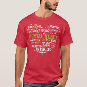 Camiseta Coração Da Consciência Da Saúde Mental Termina A S