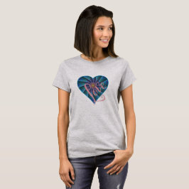Camiseta Coração da infinidade do amor - azul e rosa