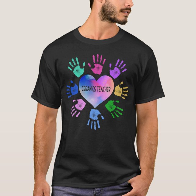 Camiseta Coração da Mão do Professor de Cerâmica (Frente)