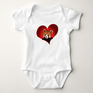Camiseta Coração da panda vermelha para bebês