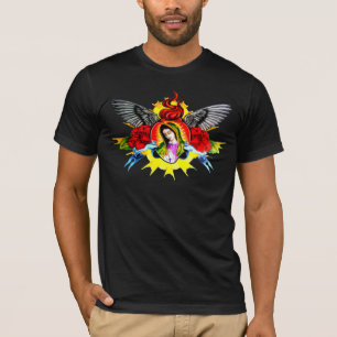 Camiseta Coração da Virgem Maria, flor, asas