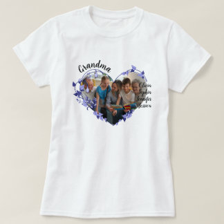 Camiseta Coração da vovó com nomes e fotos de Netos